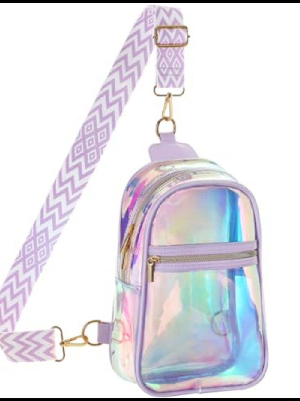 Iridescent Sling Bag Stadium Approved Detachable Jacquard Strap Crossbody
